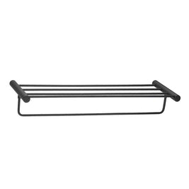 Diamora Luxury Knurled Black Towel Rack With Hanging Rail Bath Towel Shelf Storage - NZHomeware