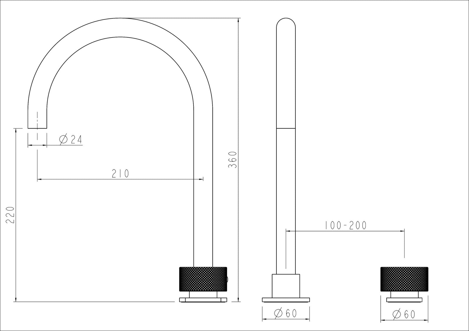 Chrome Kitchen Mixer Tap Gooseneck size guide 1