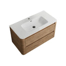 BROOKLYN 900MM Wall Hung Curved Edge Plywood Vanity-Light Oak