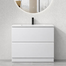 900MM Plywood 2 Drawers Floor Standing Vanity - White Gloss - NZHomeware