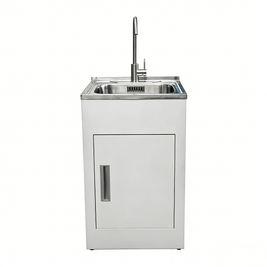 Aquatica Laundry Tub 560mm, Door Model with Centre Mixer - NZHomeware