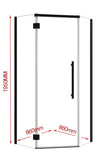 900*900*1950mm Black Frameless Diamond Shower Door with Return Panel | 10mm Safety Glass NZ - NZHomeware