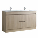 DNF 1200X460X830MM PLYWOOD FLOOR STANDING VANITY - LIGHT OAK WITH DOUBLE CERAMIC TOP - NZHomeware