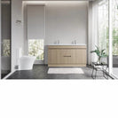 DNF 1200X460X830MM PLYWOOD FLOOR STANDING VANITY - LIGHT OAK WITH DOUBLE CERAMIC TOP - NZHomeware