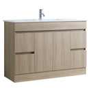 DNF 1200X460X830MM PLYWOOD FLOOR STANDING VANITY - LIGHT OAK WITH SINGLE CERAMIC TOP - NZHomeware