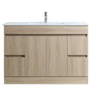 DNF 1200X460X830MM PLYWOOD FLOOR STANDING VANITY - LIGHT OAK WITH SINGLE CERAMIC TOP - NZHomeware
