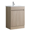 DNF 600X460X830MM PLYWOOD FLOOR STANDING VANITY - LIGHT OAK WITH CERAMIC TOP - NZHomeware