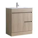 DNF 750X460X830MM PLYWOOD FLOOR STANDING VANITY - LIGHT OAK WITH CERAMIC TOP - NZHomeware