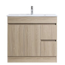 DNF 900X460X830MM PLYWOOD FLOOR STANDING VANITY - LIGHT OAK WITH CERAMIC TOP - NZHomeware