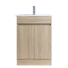 DNF SLIM 600X360X830MM PLYWOOD FLOOR STANDING VANITY - LIGHT OAK WITH CERAMIC TOP - NZHomeware