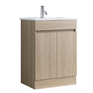 DNF SLIM 600X360X830MM PLYWOOD FLOOR STANDING VANITY - LIGHT OAK WITH CERAMIC TOP - NZHomeware