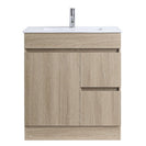 DNF SLIM 750X360X830MM PLYWOOD FLOOR STANDING VANITY - LIGHT OAK WITH CERAMIC TOP - NZHomeware