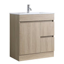 DNF SLIM 750X360X830MM PLYWOOD FLOOR STANDING VANITY - LIGHT OAK WITH CERAMIC TOP - NZHomeware