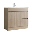 DNF SLIM 900X360X830MM PLYWOOD FLOOR STANDING VANITY - LIGHT OAK WITH CERAMIC TOP - NZHomeware