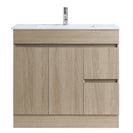 DNF SLIM 900X360X830MM PLYWOOD FLOOR STANDING VANITY - LIGHT OAK WITH CERAMIC TOP - NZHomeware