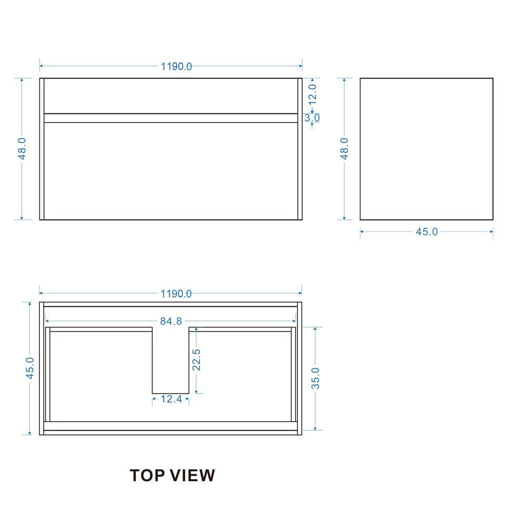 DNW 1200MM Double Bowl Wall Plywood Hung Vanity – Light Oak size guide 1