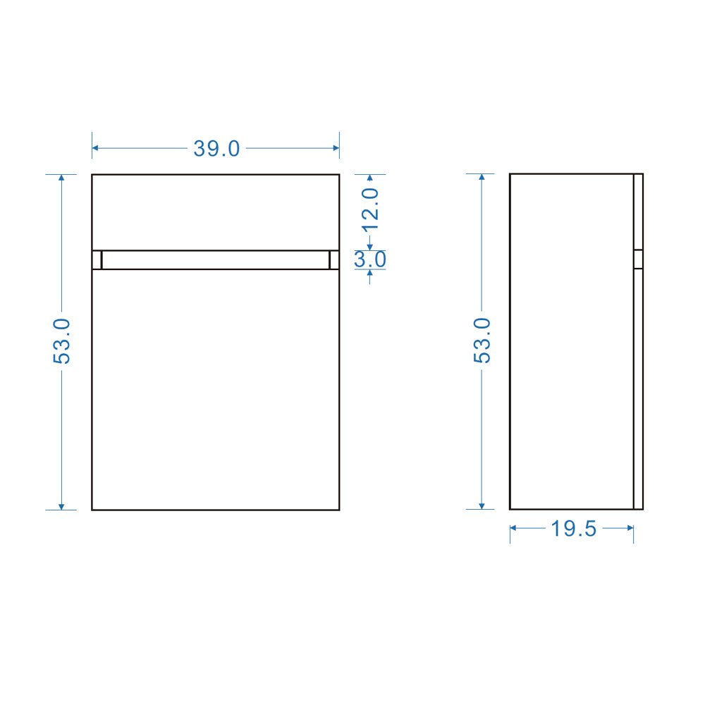 DNW 400X220X530MM Plywood Wall Hung Vanity - Light Oak With Ceramic Top size guide 1