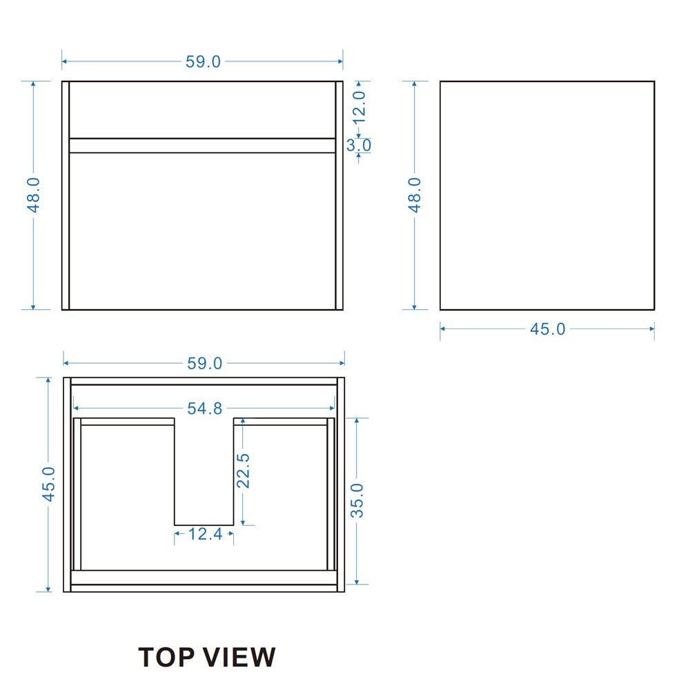 DNW 600MM Plywood Wall Hung Vanity - Light Oak size guide 1