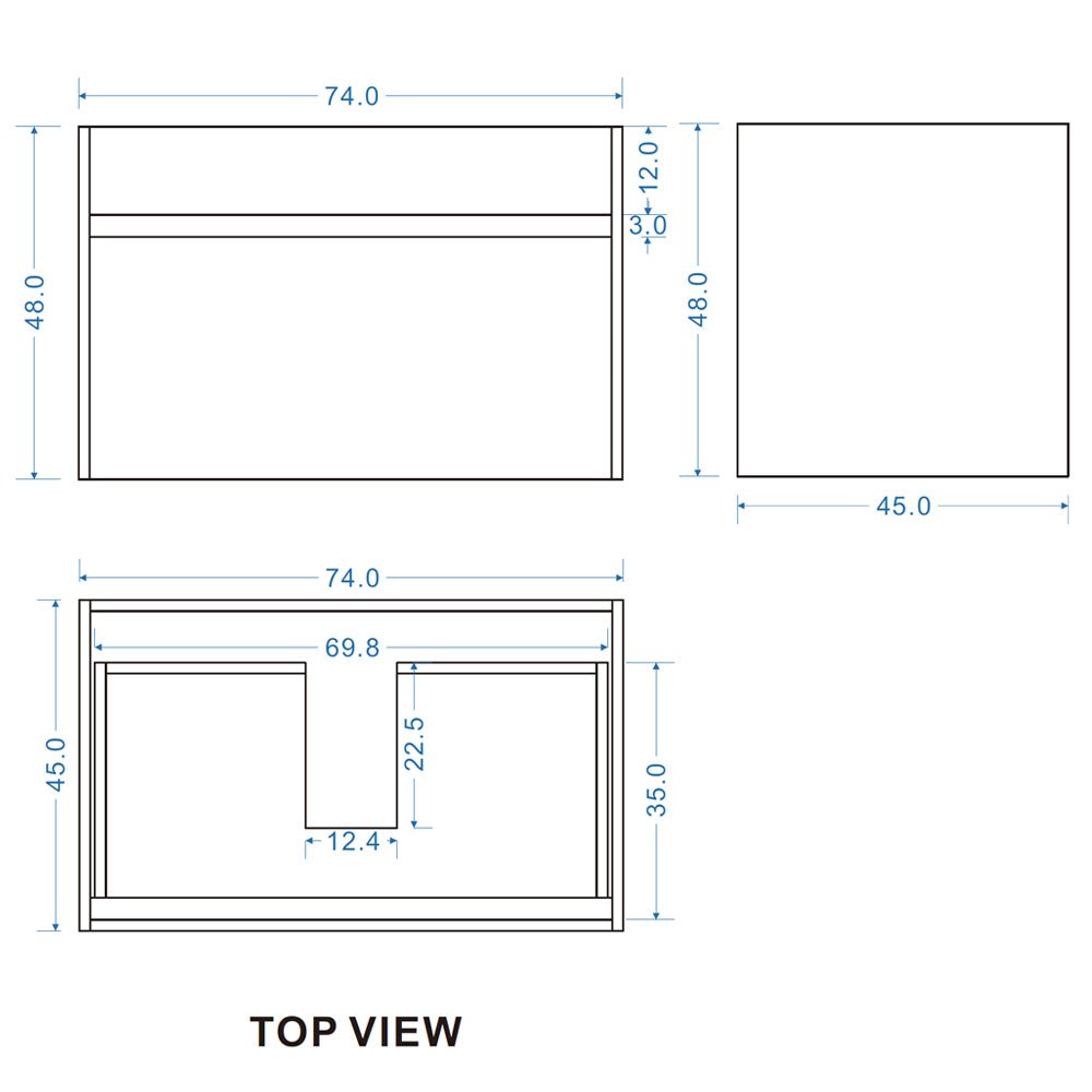 DNW 750MM Plywood Wall Hung Vanity - Light Oak size guide 1