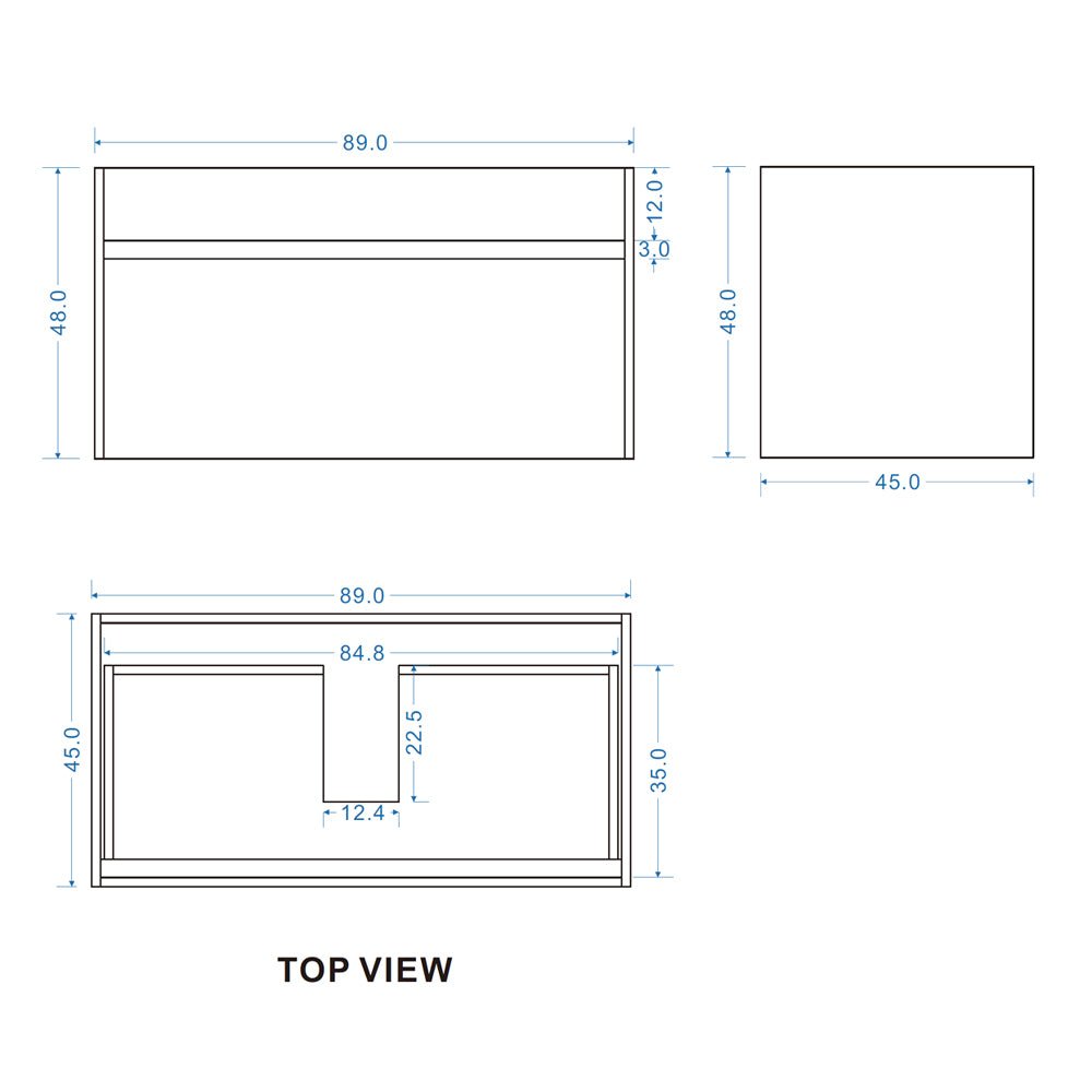 DNW 900MM Plywood Wall Hung Vanity - Light Oak size guide 1