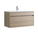 DNW 900X460X480MM Plywood Wall Hung Vanity - Light Oak With Ceramic Top - NZHomeware