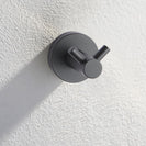 Double Robe Hook Euro Pin Lever Round Black Stainless Steel Wall Mounted - NZHomeware