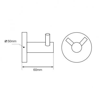 Double Robe Hook Euro Pin Lever Round Black Stainless Steel Wall Mounted size guide 1