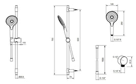 Englefield Studio Pin Matte Black Slide Shower with Single Function Hand Shower - NZHomeware
