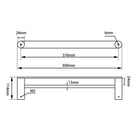 Esperia Black & Rose Gold Double Towel Rail 600mm Stainless Steel 304 Wall Mounted - NZHomeware