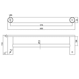 Esperia Brushed Nickel Double Towel Rail 600mm Stainless Steel 304 Wall Mounted - NZHomeware