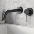 Euro 65mm Round Matt Black Bathtub/Basin Mixer Wall Mounted with Bath Spout Wall Mounted - NZHomeware