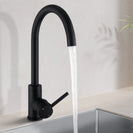 Euro Gooseneck Round Matt Black Kitchen/Laundry Sink Mixer Taps Swivel Kitchen Tapware - NZHomeware