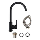 Euro Gooseneck Round Matt Black Kitchen/Laundry Sink Mixer Taps Swivel Kitchen Tapware - NZHomeware