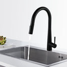 Euro Matte Black Solid Brass Round Mixer Tap with Smart Touch and 360 Swivel and Pull Out for kitchen - NZHomeware