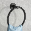 Euro Pin Lever Round Black Hand Towel Ring Wall Mounted - NZHomeware
