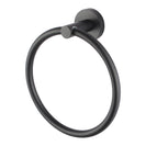 Euro Pin Lever Round Black Hand Towel Ring Wall Mounted - NZHomeware