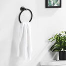 Euro Pin Lever Round Black Hand Towel Ring Wall Mounted - NZHomeware