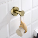 Euro Pin Lever Round Brushed Yellow Gold Stainless Steel Robe Hook Wall Mounted - NZHomeware