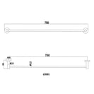 Euro Pin Lever Round Gunmetal Grey Single Towel Rack Rail 780mm - NZHomeware