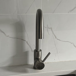 Euro Round Brushed Nickel Kitchen Sink Mixer Tap 360° Swivel - NZHomeware