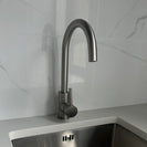 Euro Round Brushed Nickel Kitchen Sink Mixer Tap 360° Swivel - NZHomeware