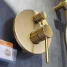 Euro Round Brushed Yellow Gold Shower/Bath Mixer with Diverter Wall Mounted - NZHomeware