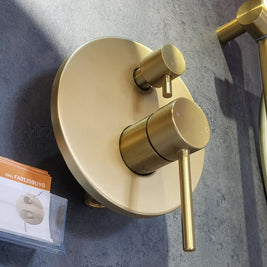 Euro Round Brushed Yellow Gold Shower/Bath Mixer with Diverter Wall Mounted - NZHomeware