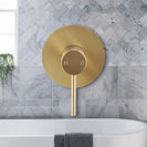 Euro Round Brushed Yellow Gold Shower/Bath Wall Mixer Solid Brass - NZHomeware