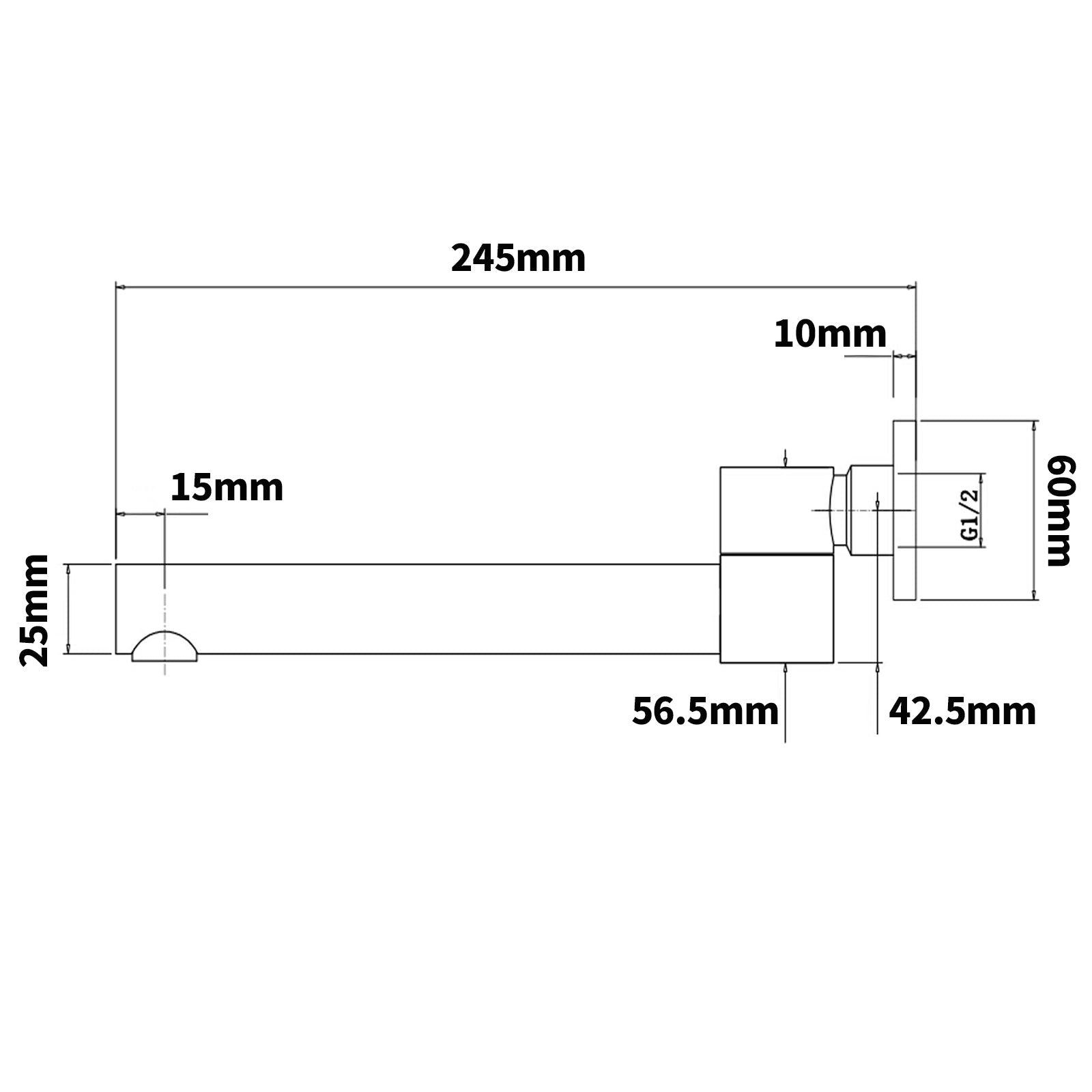 Aquatica All Pressures Saluto Shower Mixer With Round Swivel Bath Spout Chrome Set size guide 1