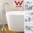 Euro Round Chrome Freestanding Bath Mixer Taps With Hand held Shower Tapware Bathtub Filler - NZHomeware