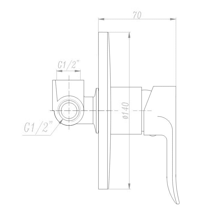 Euro Round Chrome Shower/Bath Wall Mixer size guide 1