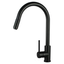 Euro Round Matt Black 360 degree Swivel Pull Out Kitchen Sink Mixer Tap DR Brass - NZHomeware