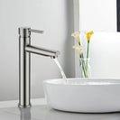 Euro Round Solid Brass Brushed Nickel Tall Basin Mixer Bathroom Vanity Tap - NZHomeware