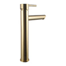 Euro Round Solid Brass Brushed Yellow Gold Tall Basin Mixer Bathroom Vanity Tap - NZHomeware
